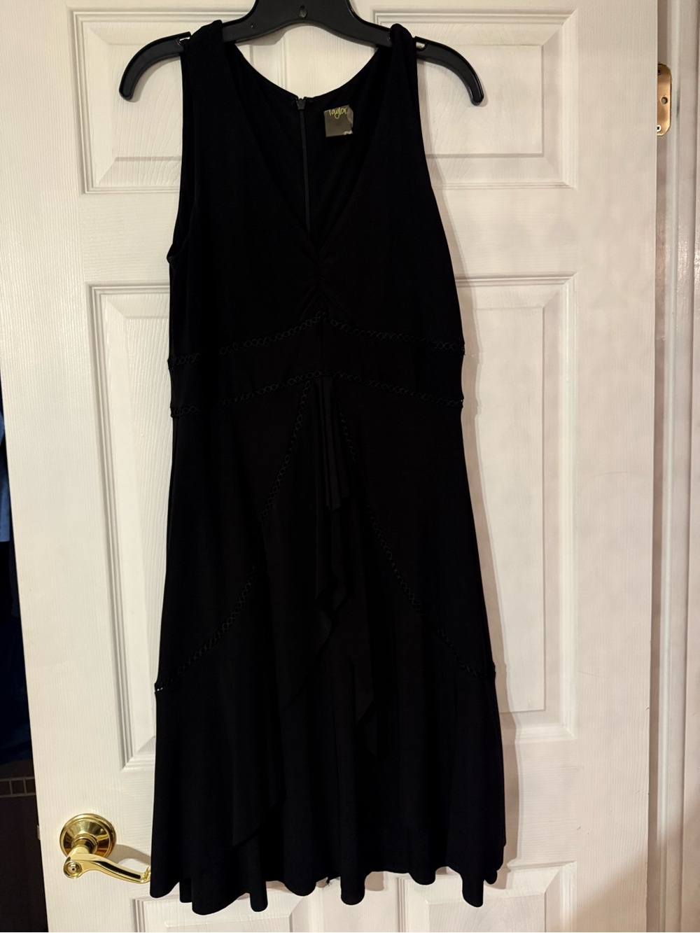 Taylor Black Sleeveless V-Neck Midi Dress